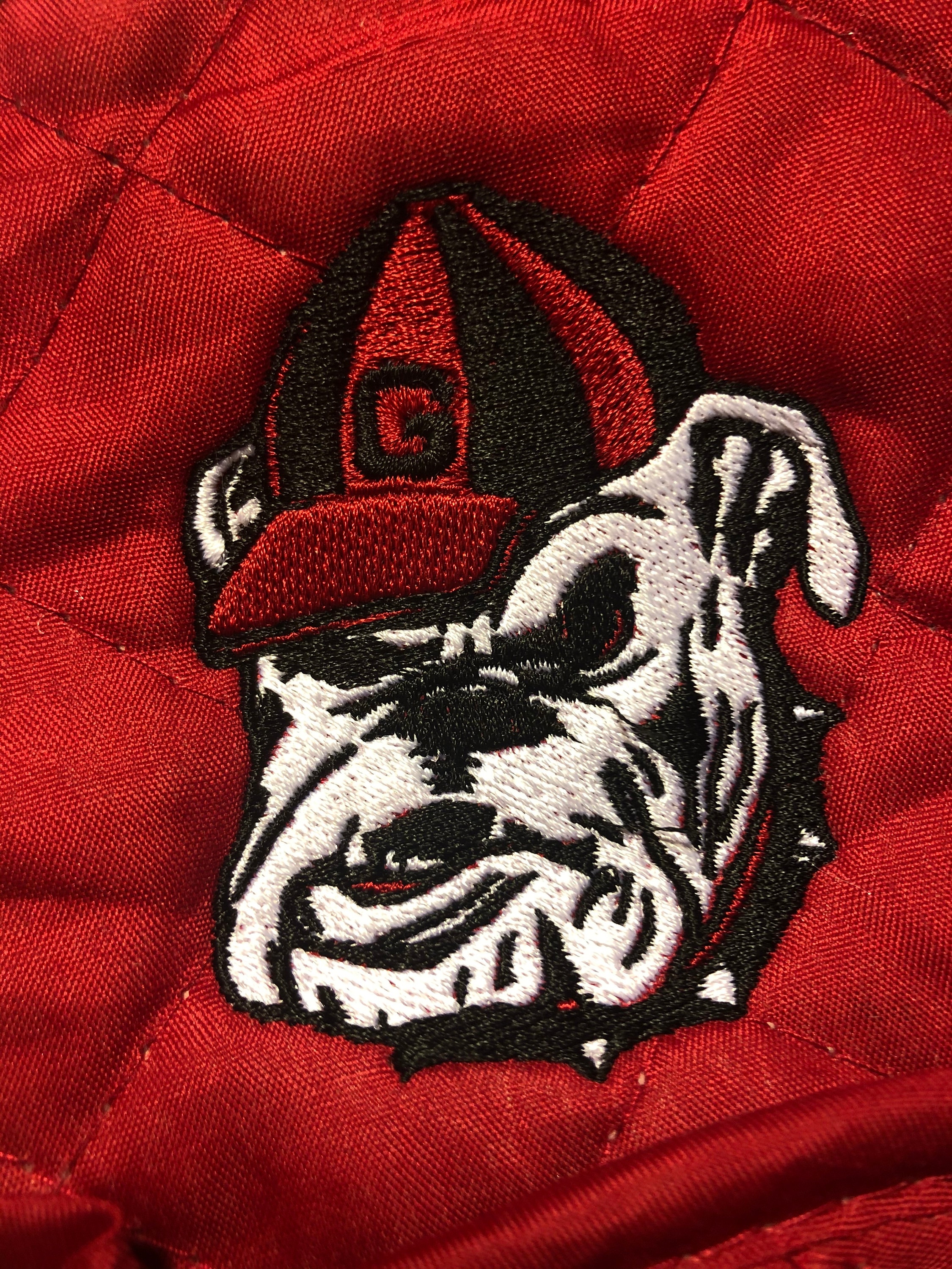 Inspired by Georgia-embroidered  2pc set-1 pot holder-1 oven mitt- choice of Black or Red w/the Dawg or the G *See PICTURES* ships US only