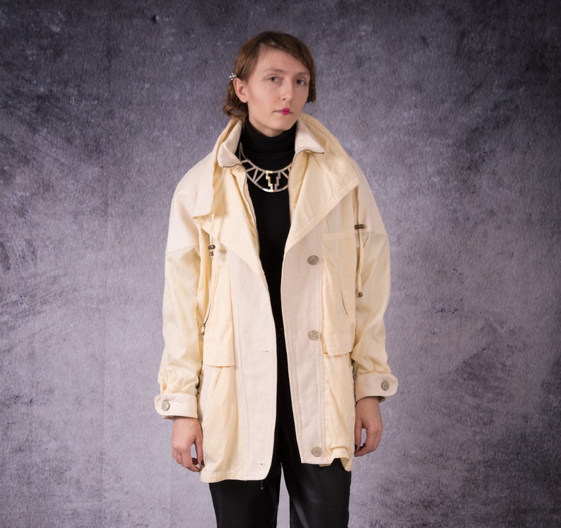 90s beautiful buttermilk yellow parka jacket for vintage clothing connoisseur image 2