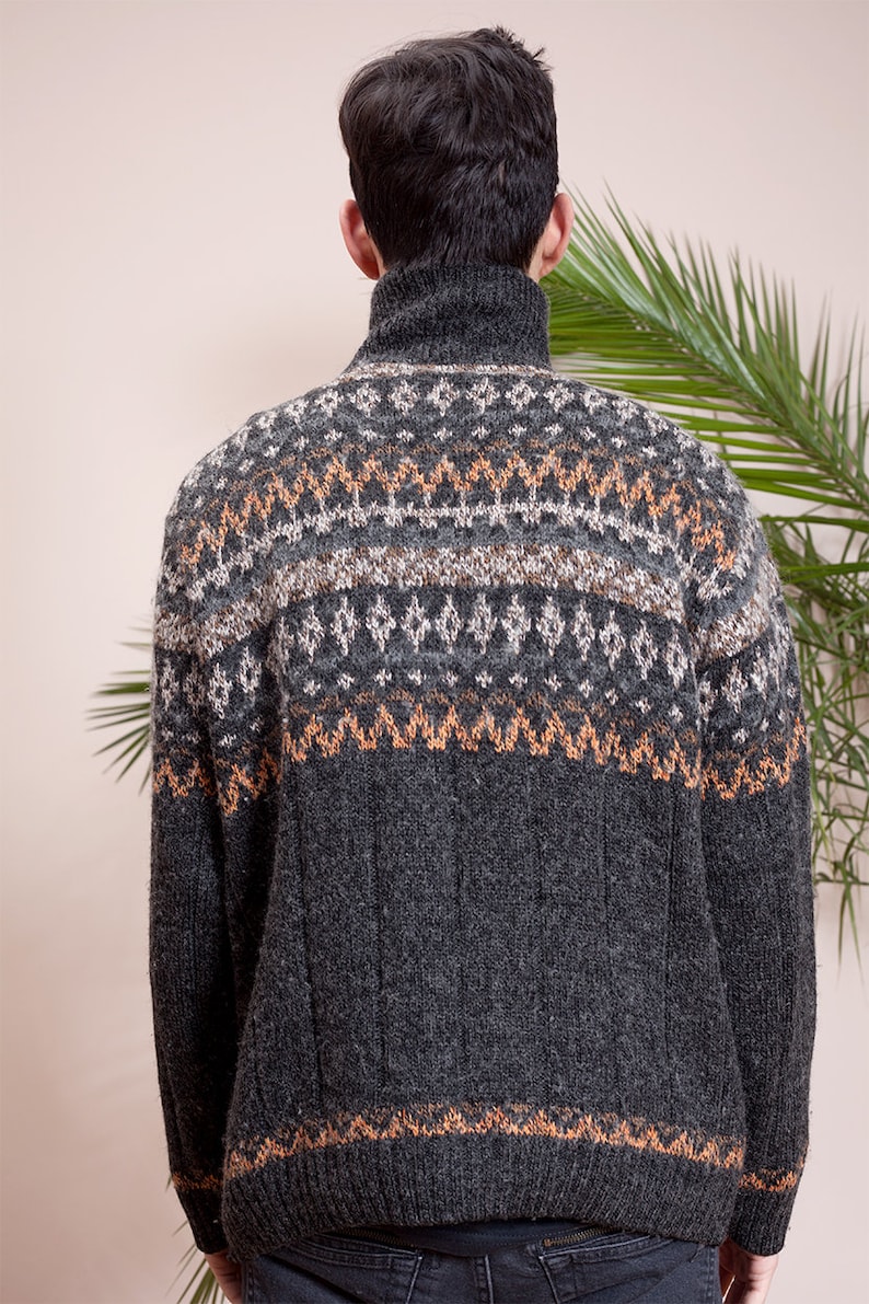 Vintage 1990s Knit very warm zip up men/'s sweater by Biaggini \u2022 Vintage knit clothing