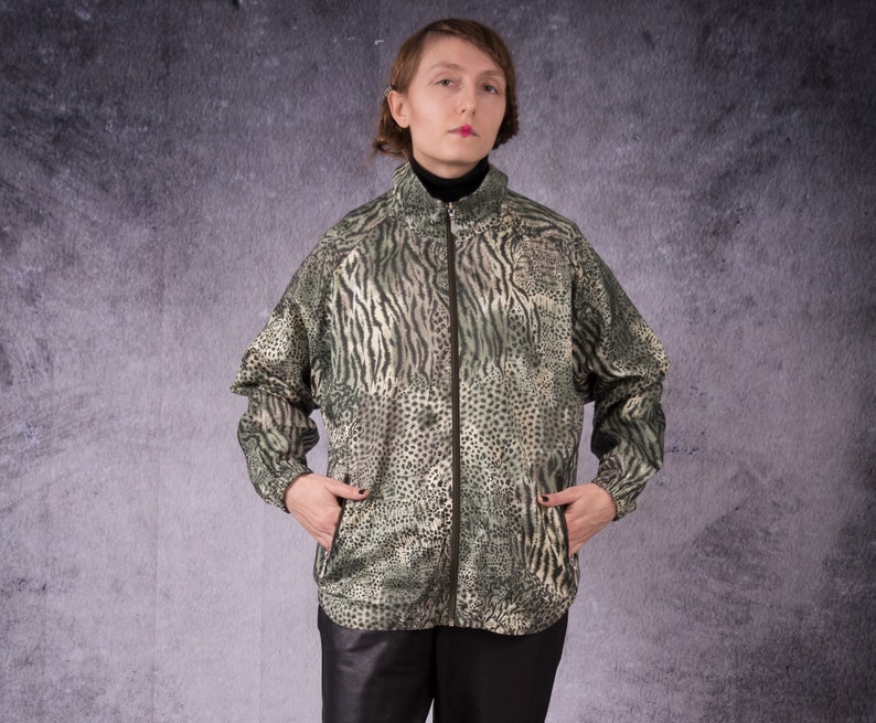 90s vintage beautiful all over animal print windbreaker jacket