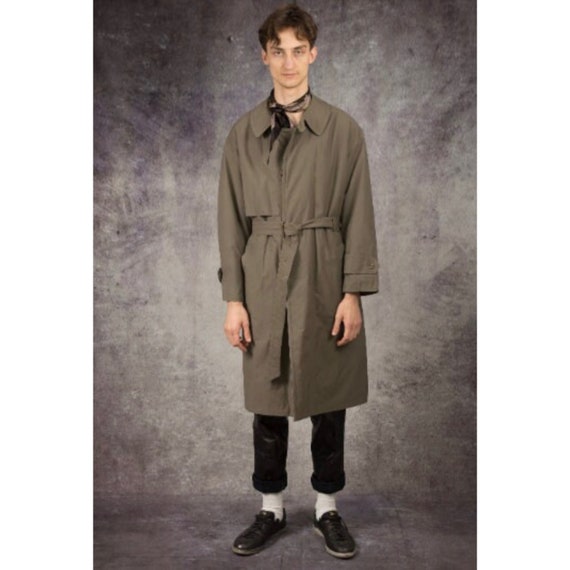 Retro 90s trench coat in minimalist style and bei… - image 1
