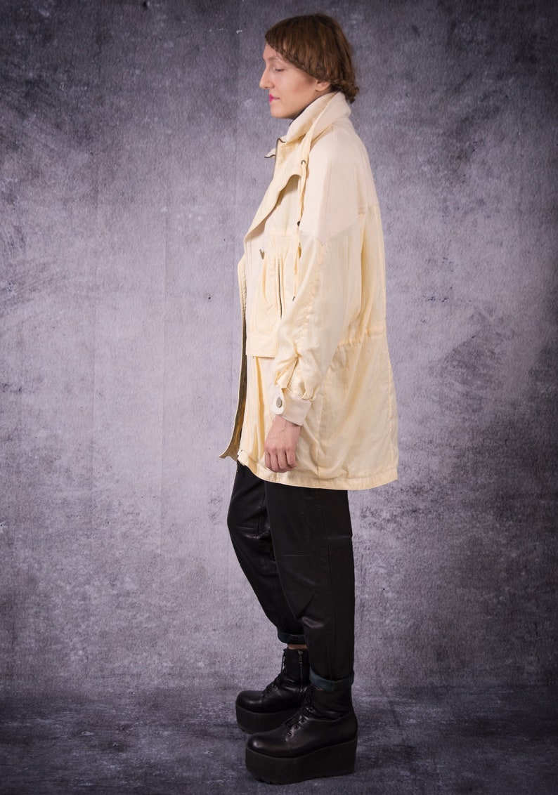 90s beautiful buttermilk yellow parka jacket for vintage clothing connoisseur image 5