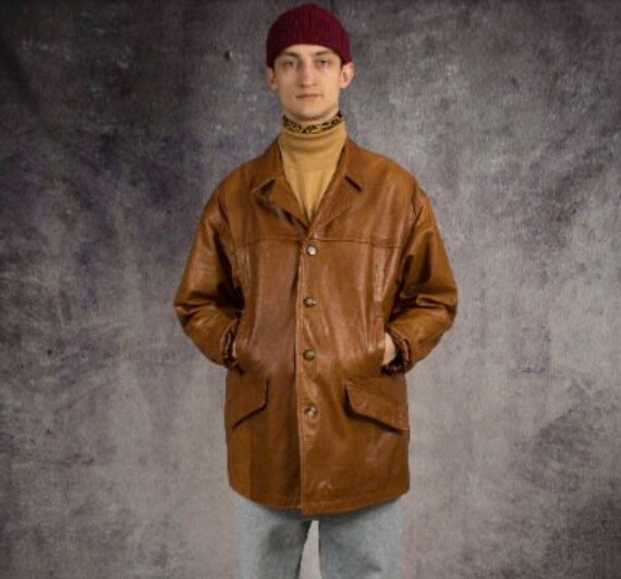 90s vintage short real leather jacket