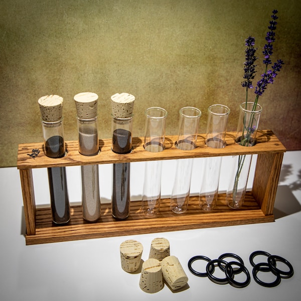 7 tube Sand Display and/or Spice Rack - Custom made with Test Tubes