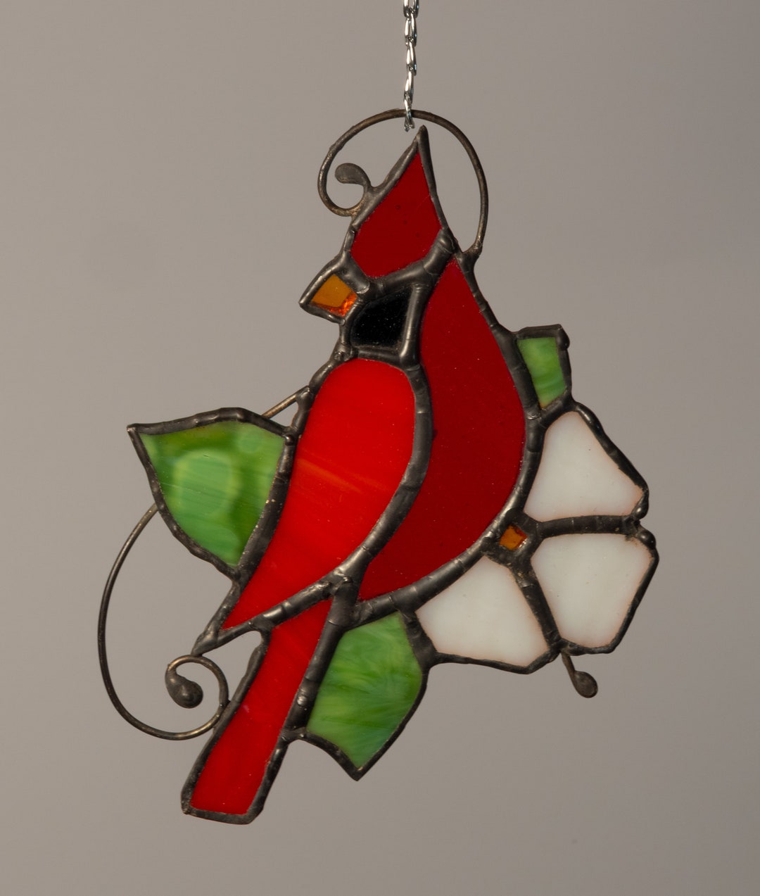 Stained Glass Cardinal Window Hanging Suncatcher. Etsy