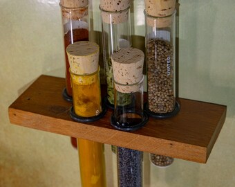 Wooden Test Tube Spice Rack: Custom Kitchen Storage