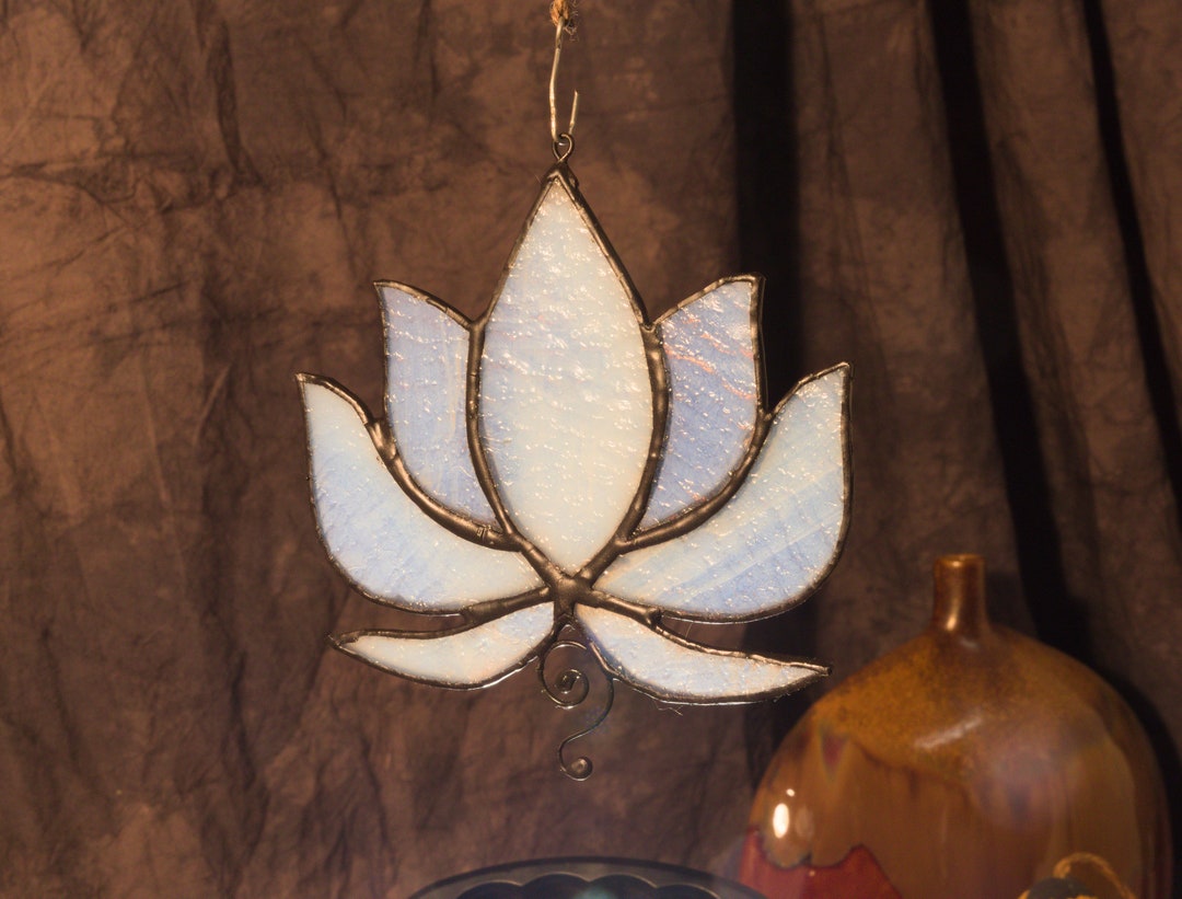 Stained Glass Lotus Flower: White Floral Window Hanging - Etsy