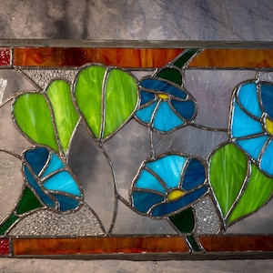 Stained Glass Morning glory window panel - Series: 4 in the Morning...