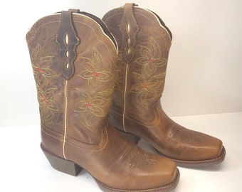 JUSTIN Tan Jungle Fever L9750 Cowboy Cowgirl Western size 9 1/5 B Boots