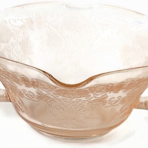 Vintage pink glass 2 handle dish cup Trinket Jewelry bowl container 6