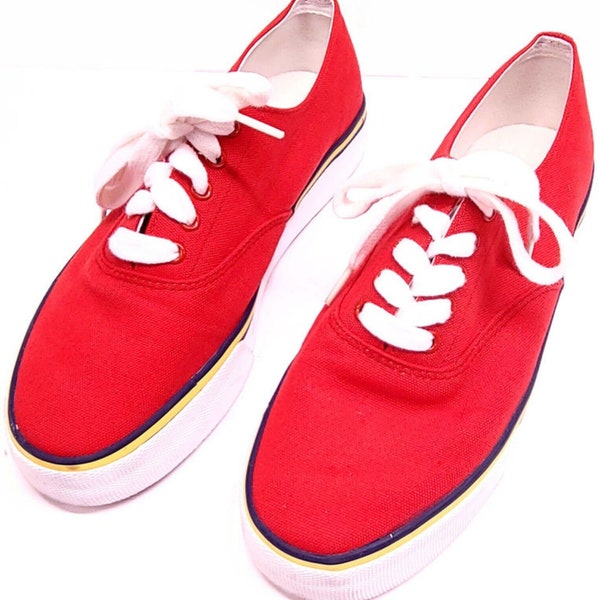 Hush Puppies Shoe Red Canvas Flat Walking shoes  U.S 10 Vintage