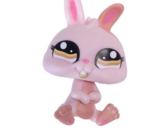 Littlest Pet Shop LPS Pink Bunny Rabbit with Brown Dot Eyes #1366