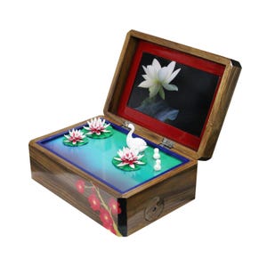 Music box automaton, swan automaton, bird automaton, kinetic art, musical automaton, automaton wood