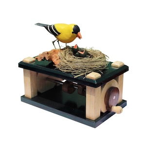 Bird automaton, automata, Bird family automaton, kinetic art, automaton wood