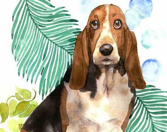 Acuarela de Basset Hound, Lámina de Basset Hound, Arte de Basset Hound, Habitación Infantil para Perros