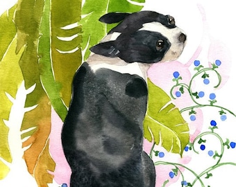 Boston Terrier Watercolor, Boston Terrier Print, Boston Terrier Art, Dog Nursery