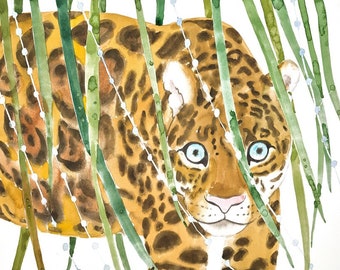 Jaguar Painting, Jaguar Watercolor, Jaguar Print, Jaguar Art, Big Cat Painting, Jaguar Nursery