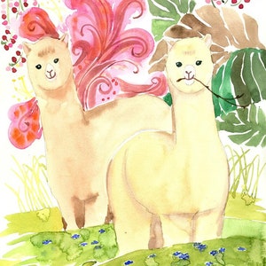 Alpaca Painting, Watercolor Painting, Alpaca Print, Alpaca Watercolor, Alpaca Art, Alpaca Nursery