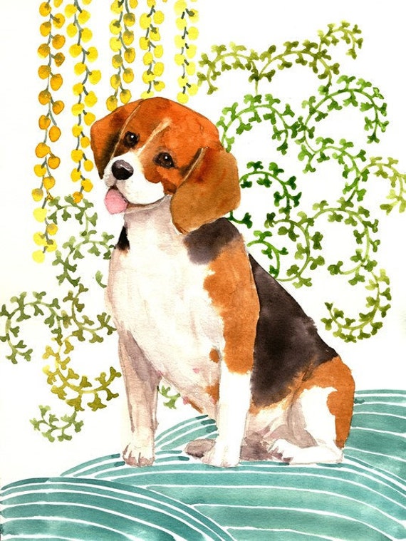 Beagle Akwarela Beagle Beagle Pies W Przedszkolu