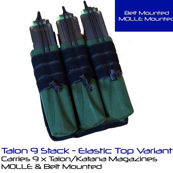 Nerf Talon/Short Dart Elastic Top Magazine Holder - MOLLE or Belt Mounted - Various Configs