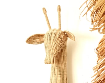 Animal wicker Giraffe,taxidermy decor, Wicker Giraffe head wall decor, Giraffe nursery decor, Giraffe wall mount, Home interior Design