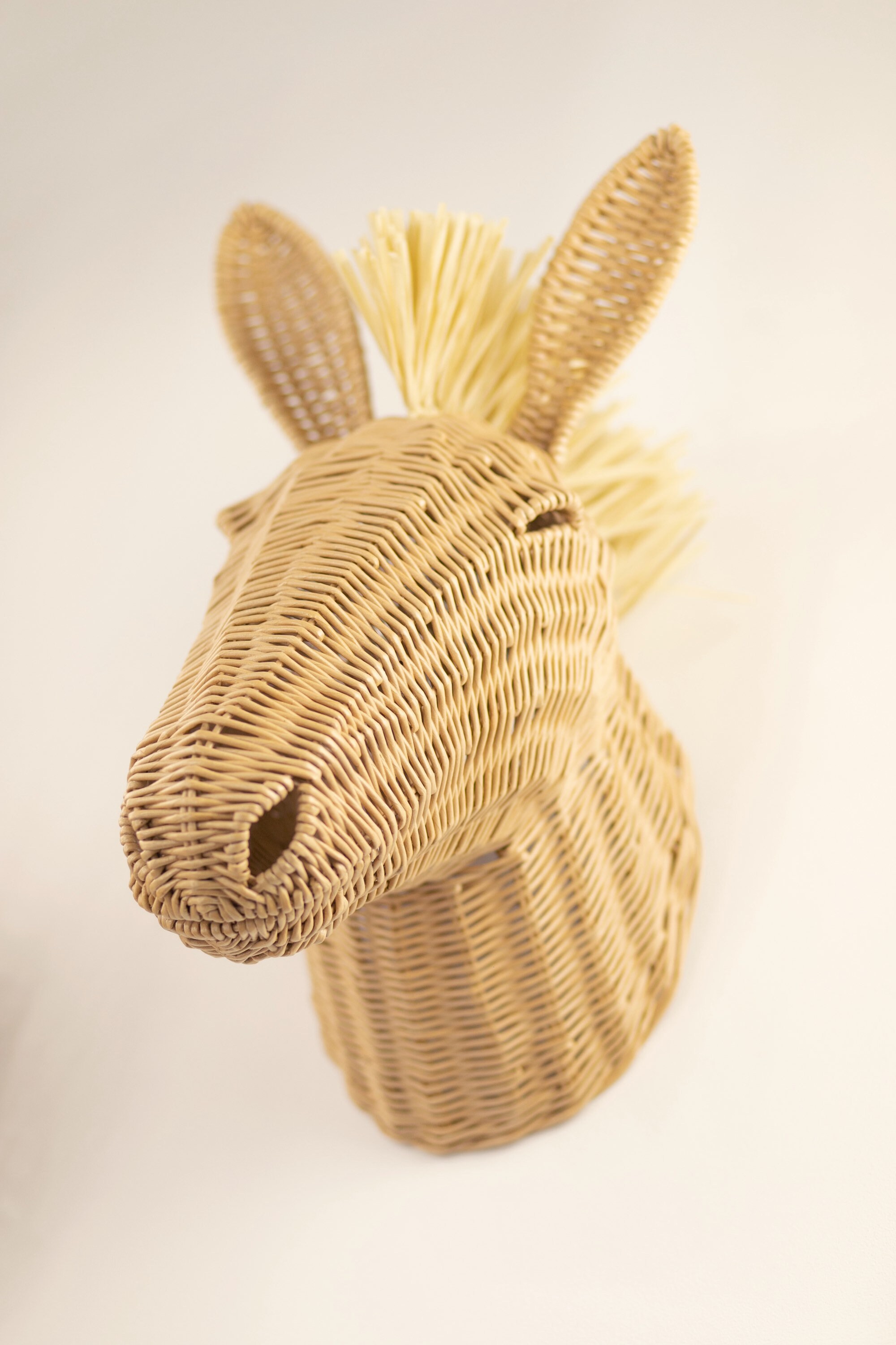 Woven Rattan Elephant Or Stag Animal Head Decor