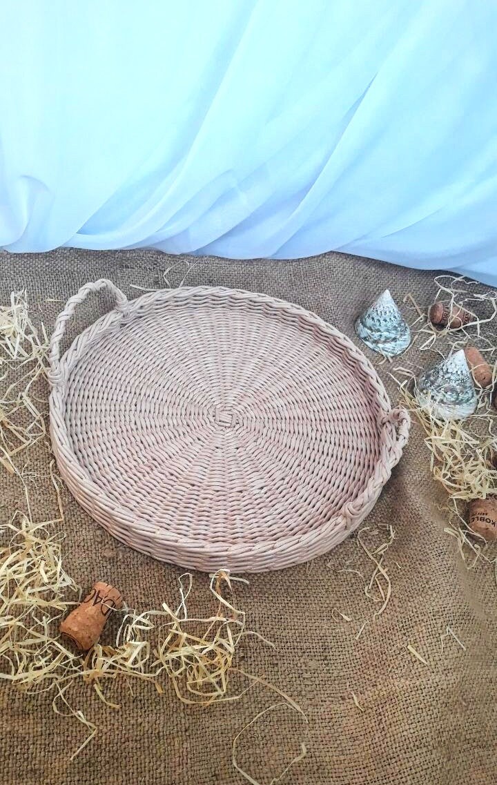 Large Wicker Round Tray Wicker Trays Wicker Round Tray With Etsy