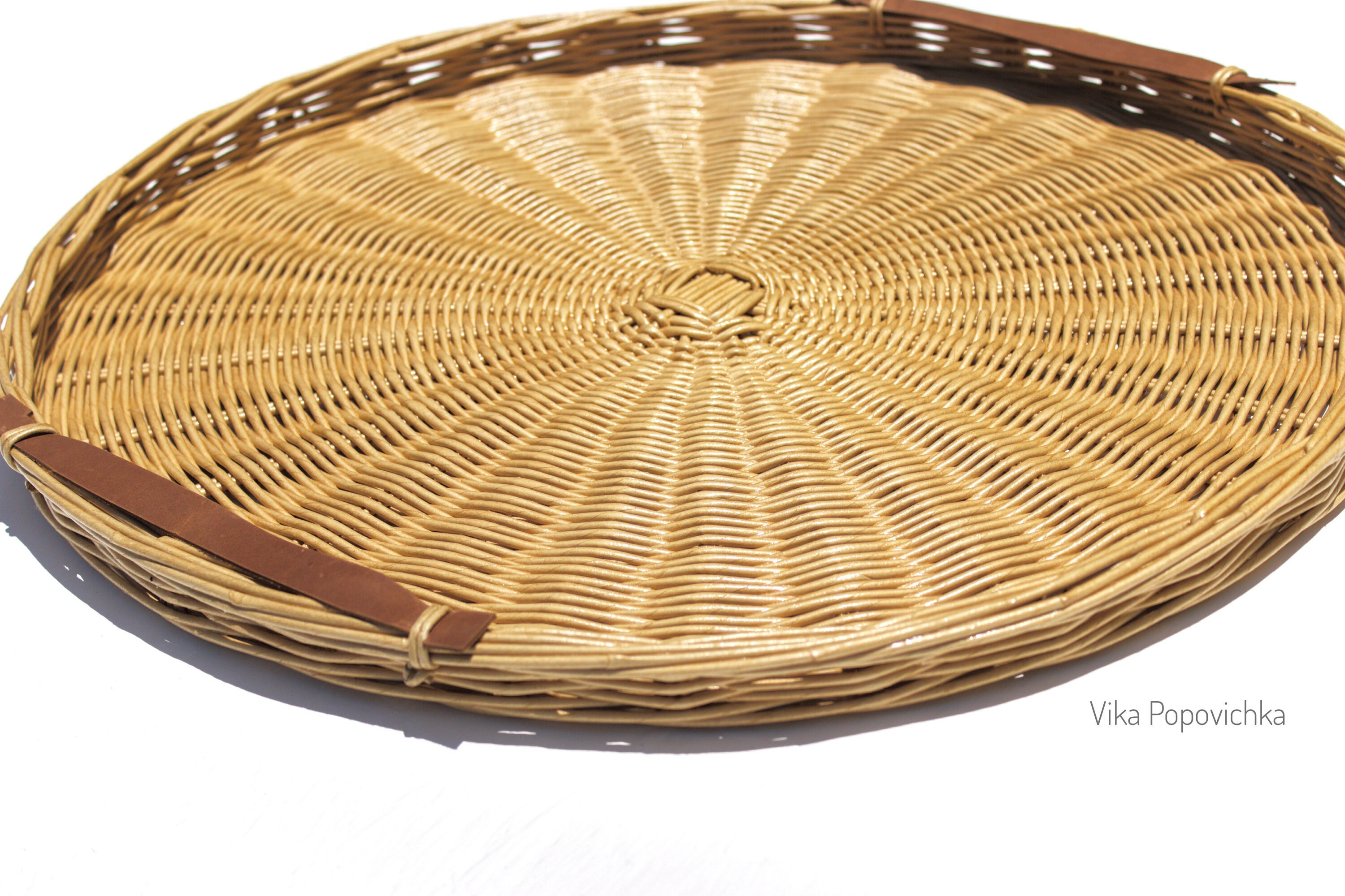 Large tray 20.47 inches Wicker trays Wicker round tray with Etsy