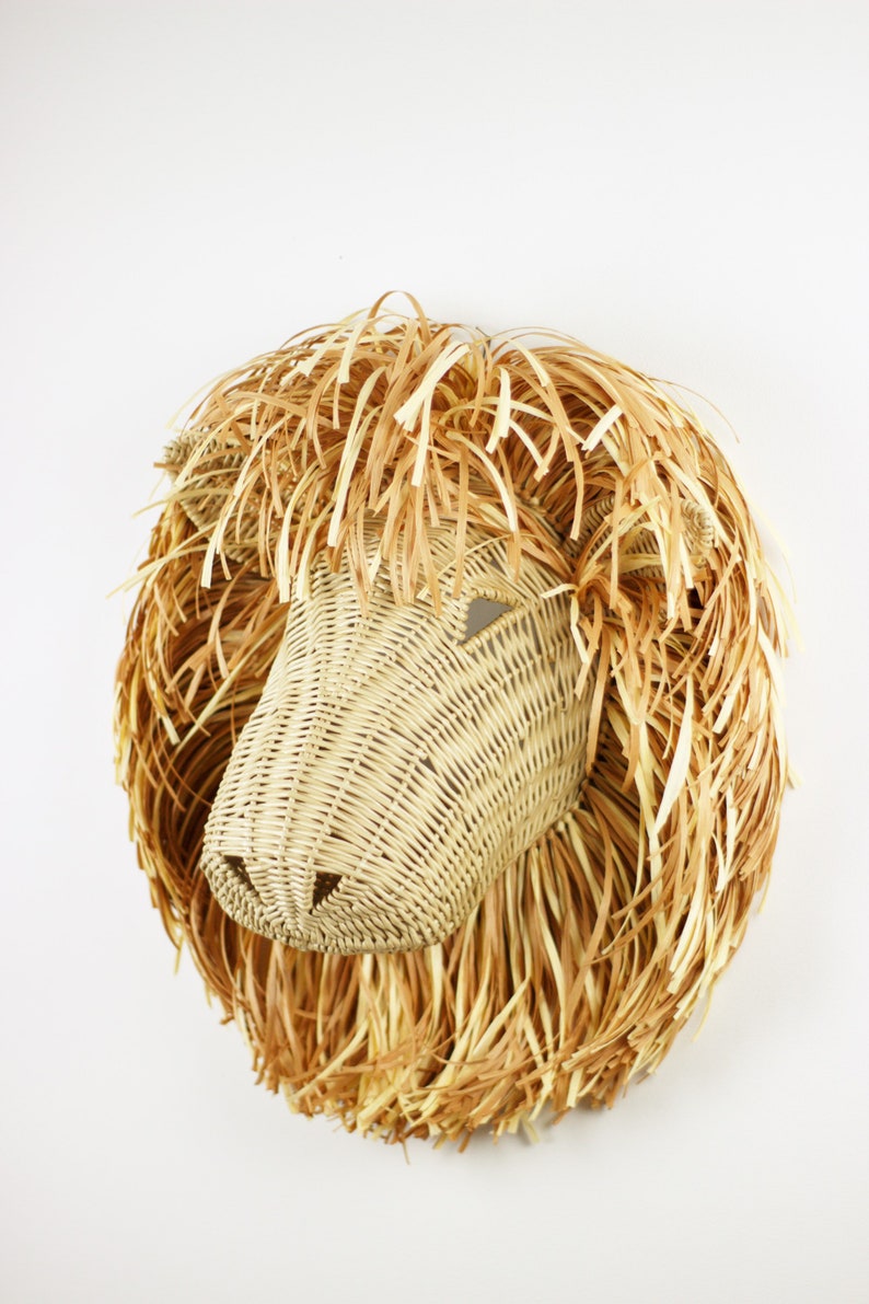 Animal Wicker Lion Wall Mounted Lion in the Playroom Etsy