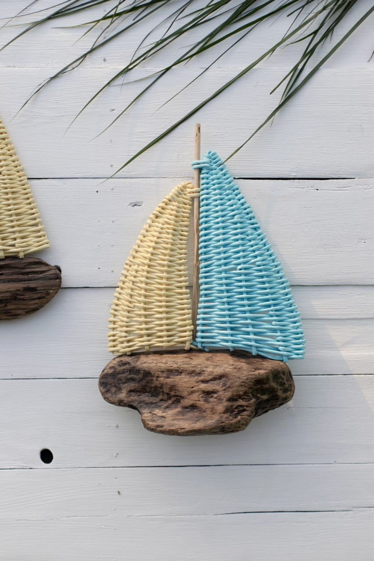 Wicker Boat Set of Two Ships Ship Driftwood Wicker Wall Etsy
