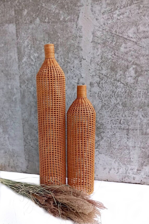 Wicker Vase Set of 2 Interior Vases Stylish Vases Wicker Etsy
