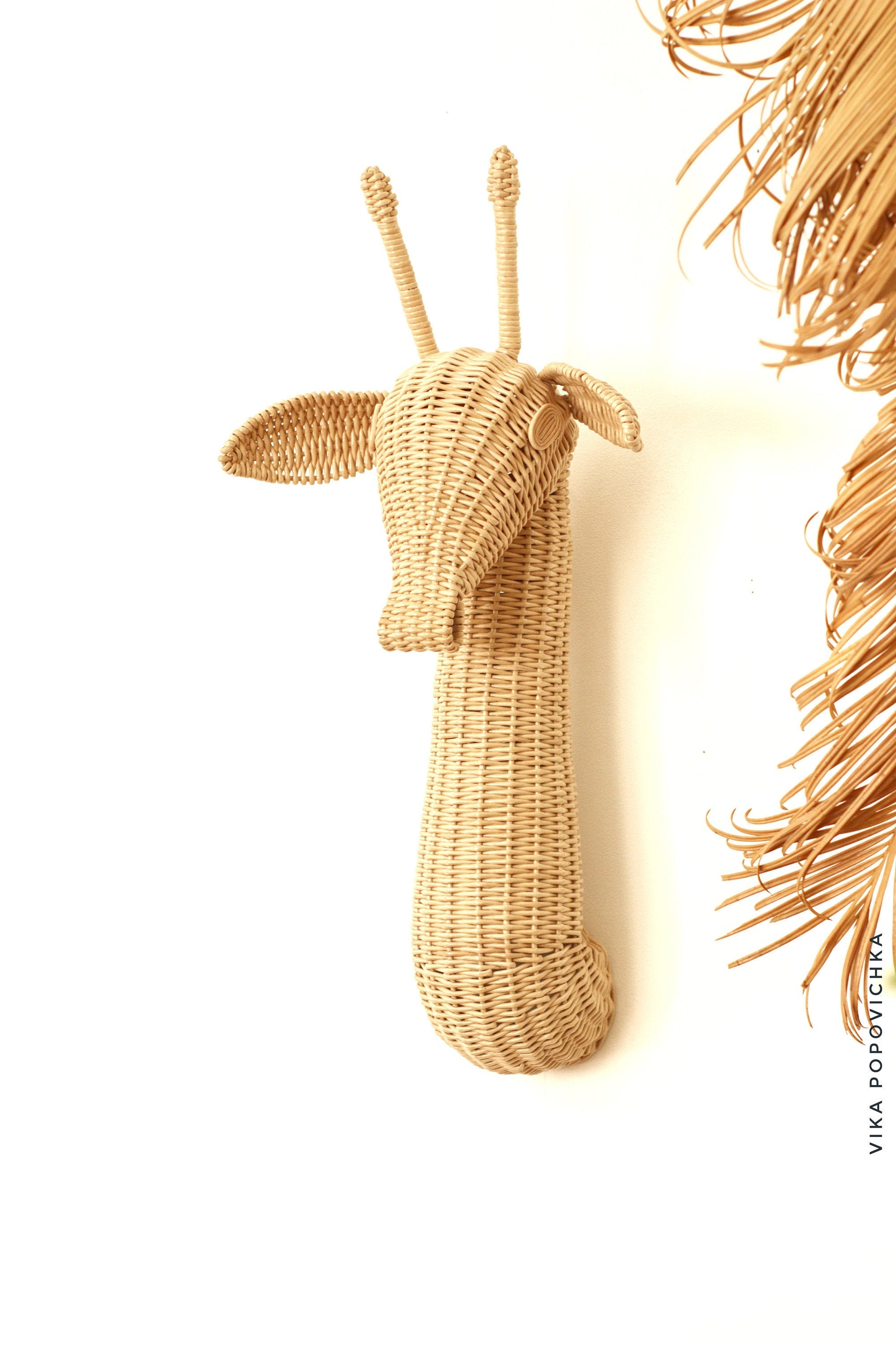 Animal wicker Giraffe,taxidermy decor, Wicker Giraffe head wall decor, Giraffe nursery decor, Giraffe decor , Home interior Design
