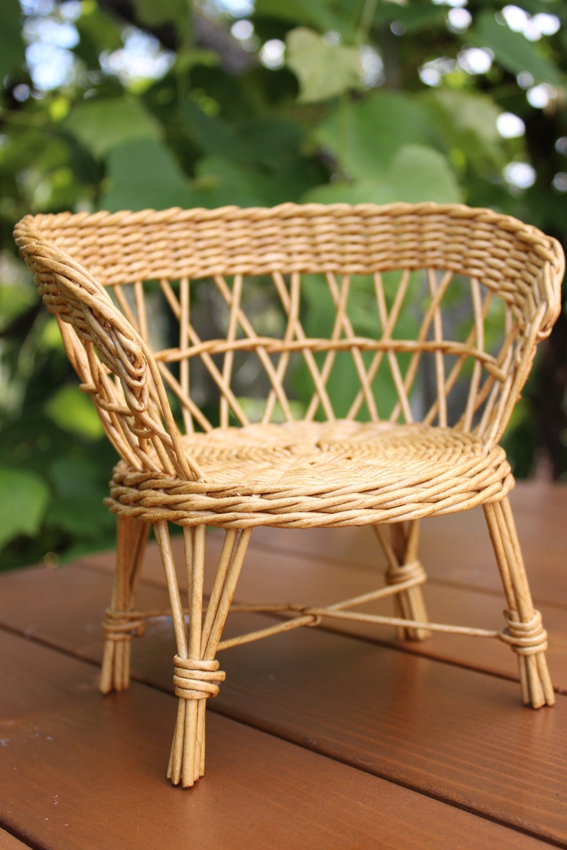 Dollhouse Furniture Wicker furniture set for dolls Wicker Etsy