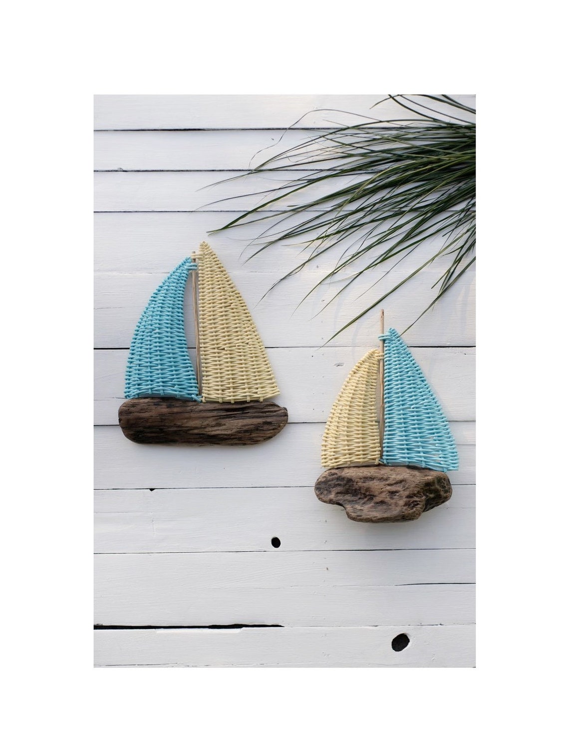 Wicker Boat Set of Two Ships Ship Driftwood Wicker Wall Etsy