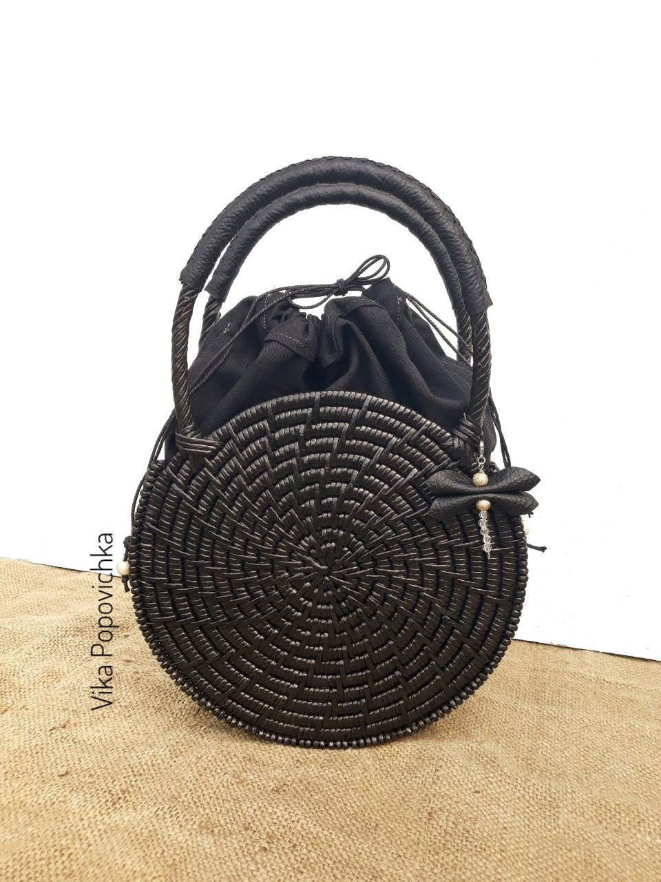 round wicker purses