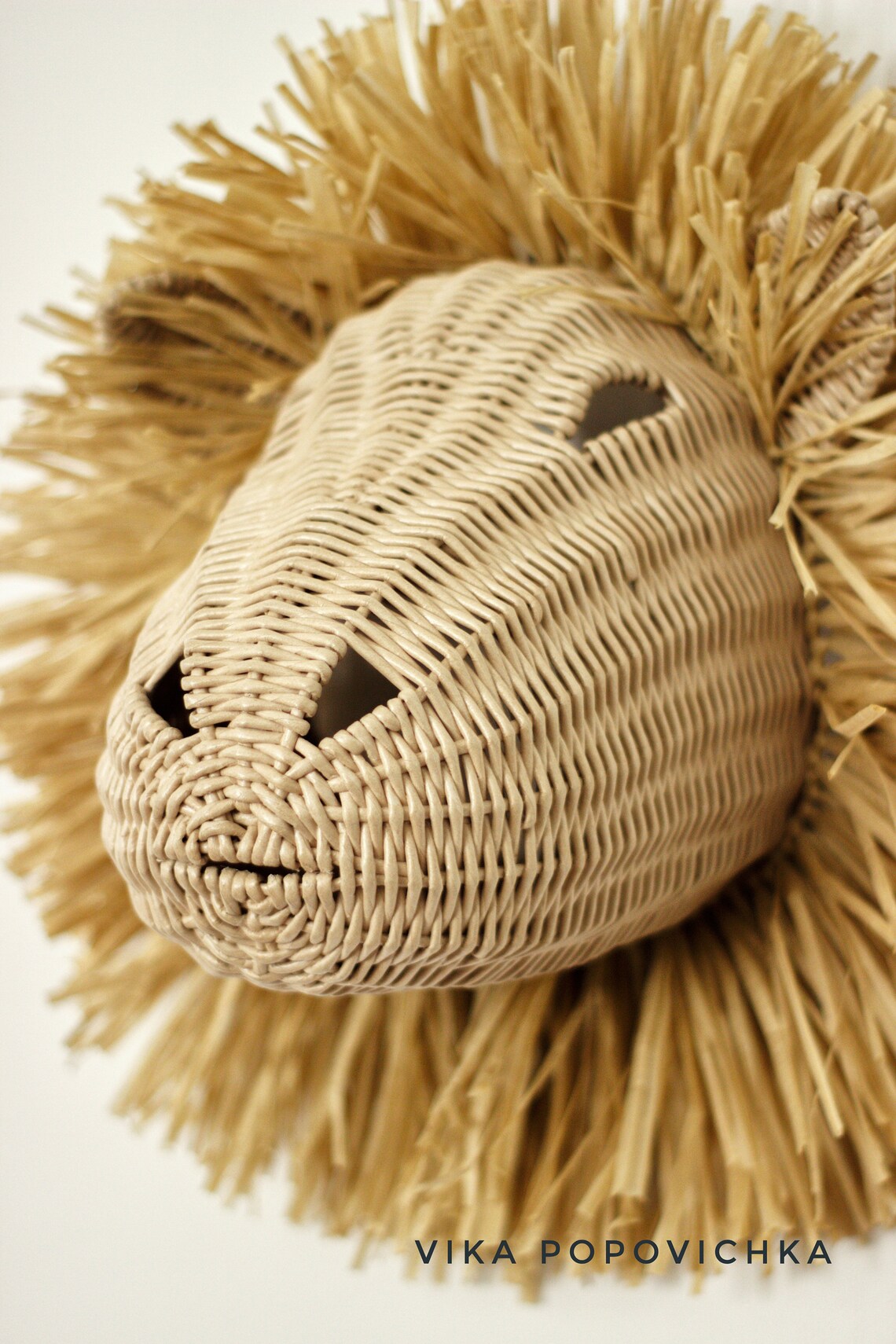 Animal Wicker Lion Wall Mounted Lion in the Playroom Etsy