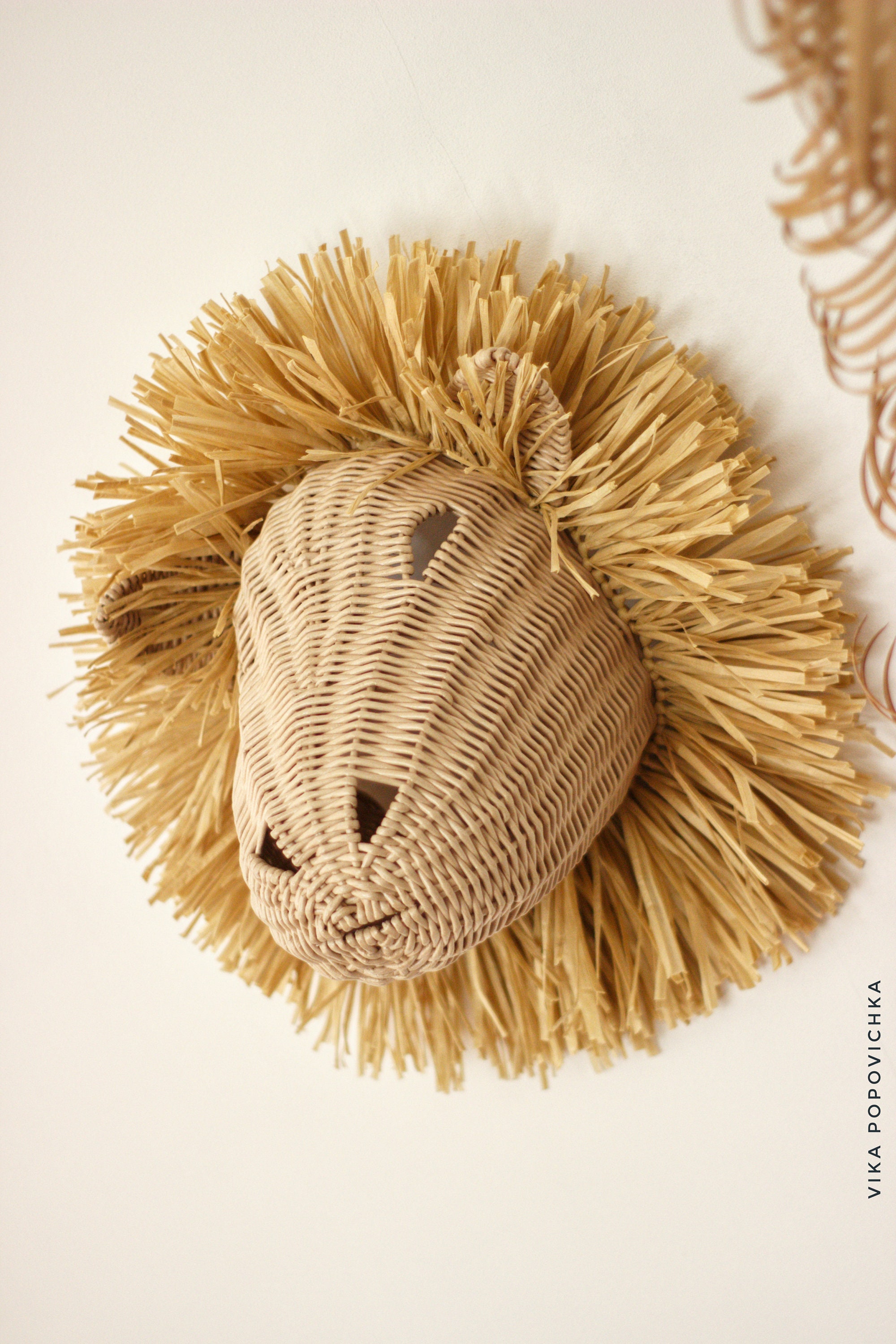 Animal Wicker Lion Wall Mounted Lion in the Playroom Etsy
