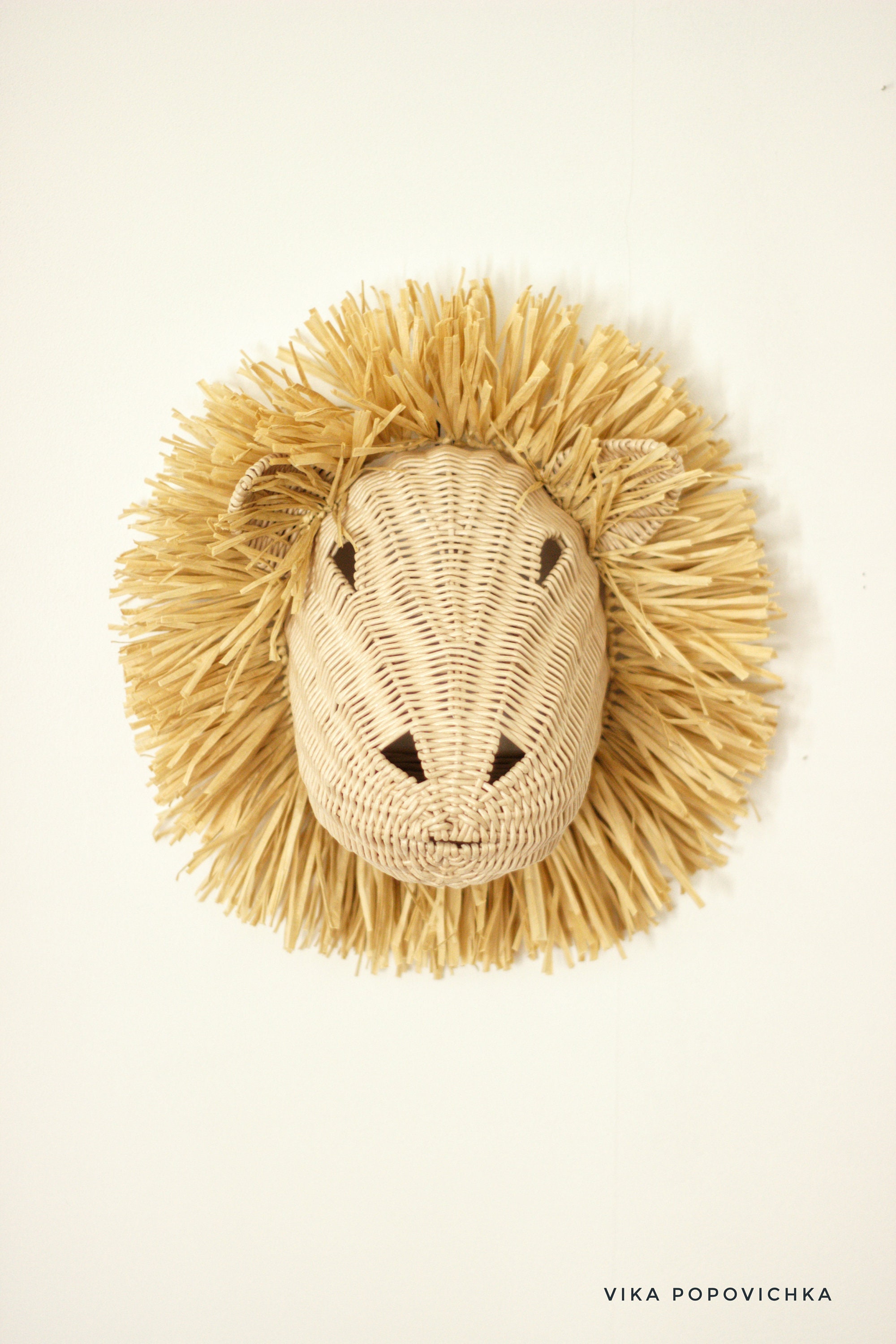 Animal Wicker Lion Wall Mounted Lion in the Playroom Etsy