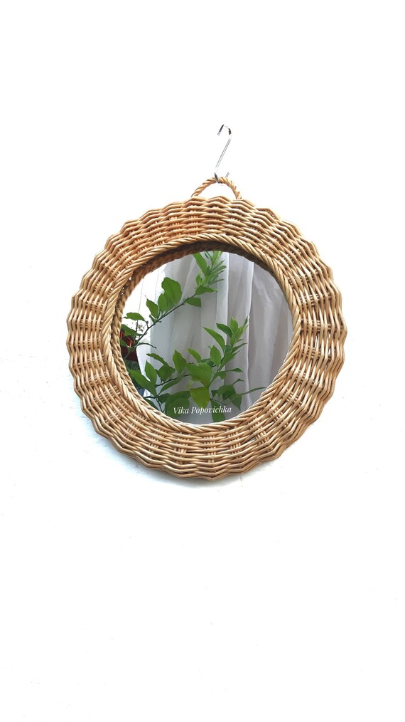 Wicker Mirror Wicker Bedroom Mirror Round Wicker Mirror Etsy