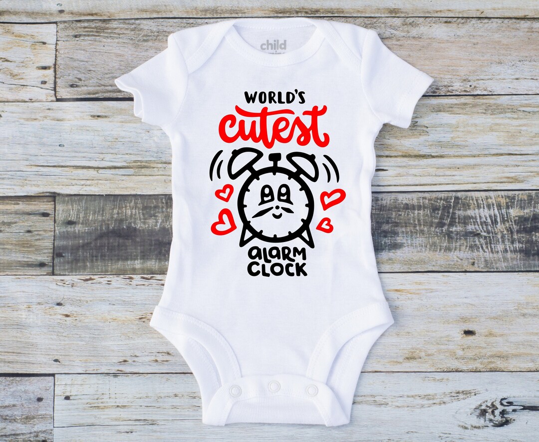 World's Cutest Alarm Clock Onesie Baby Onesie Funny Etsy