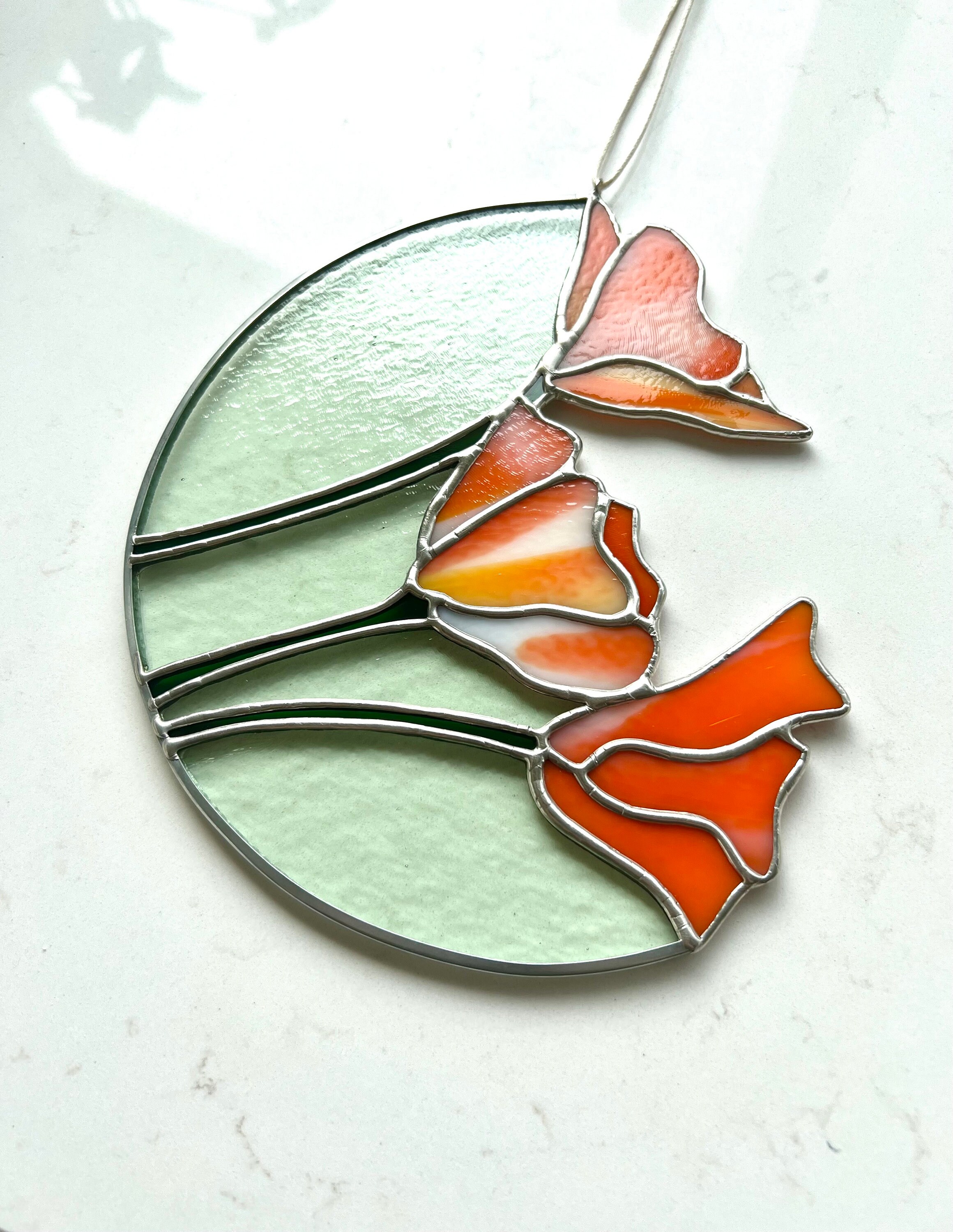 Orange Cream Stained Glass Suncatcher, Anniversary Gift, Birthday