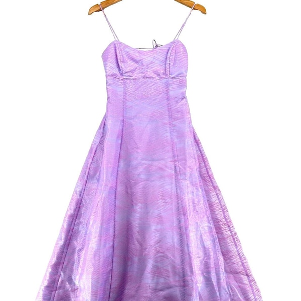 Vintage Y2K Prom Dress Size S Purple Pink Sparkle Low Back Strappy Empire Waist A Line Princess Fairycore Kiki USA