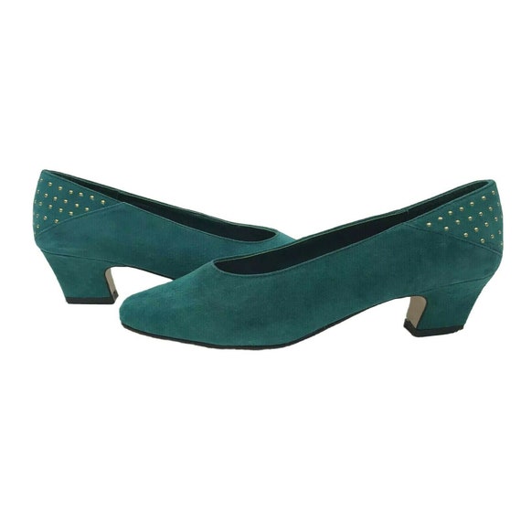 Heels Size 7.5 Teal Blue Suede Leather 