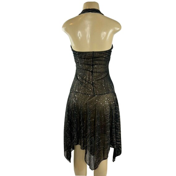 Y2K Vintage Dress Size M Gold Sparkle Overlay Hal… - image 6