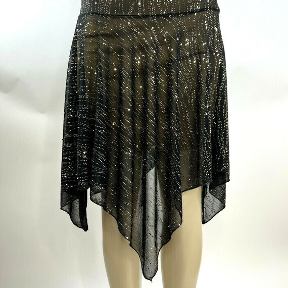 Y2K Vintage Dress Size M Gold Sparkle Overlay Hal… - image 3