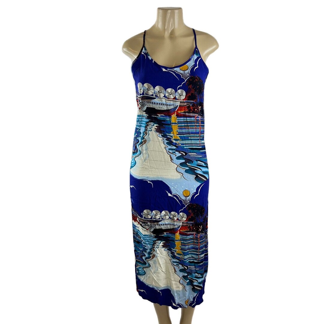 Jams World Dress Size XS Rare Clipper Airplane Print Novelty Midi