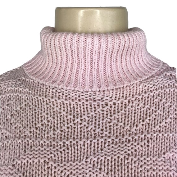 1980s Turtle Neck Sweater Vintage Pastel Pink Sil… - image 2