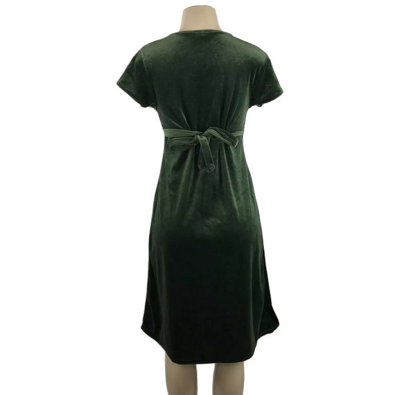 1990s Velvet Dress Vintage Size Large Y2K Green E… - image 5