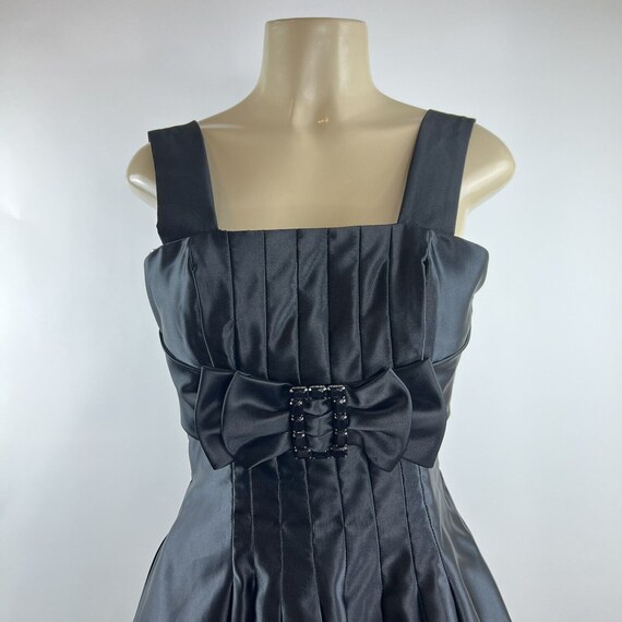 Y2K Cocktail Dress Vintage Size 4 Black Satin Bow… - image 3