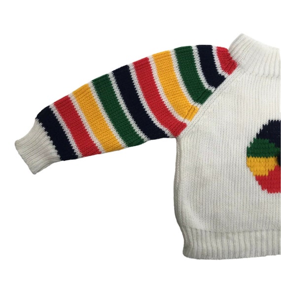 Vintage Baby Sweater Hat Set Knit Stripe Multi Co… - image 4